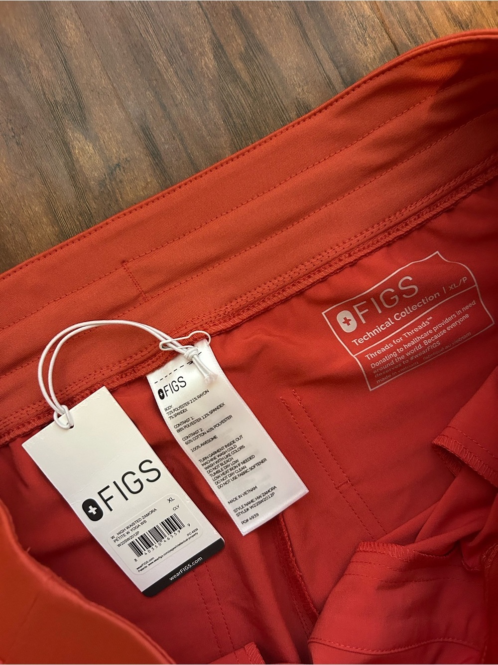 High Wasted Coral Drawstring Jogger Scrub Pants with Contrast Tie NWT FIGS - Picture 6 of 12